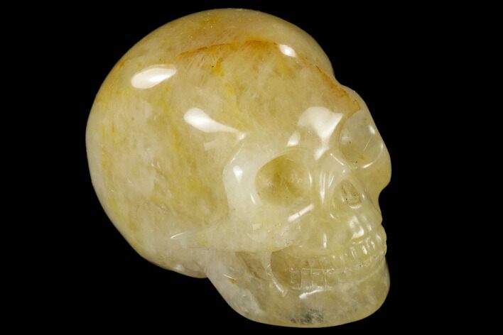 Realistic, Polished Yellow and White Aventurine Skull #116822